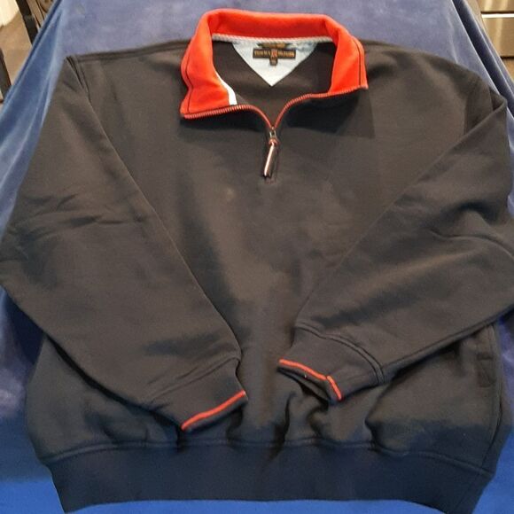 Tommy Hilfiger Navy Pullover Sweatshirt with Pockets - Picture 1 of 9